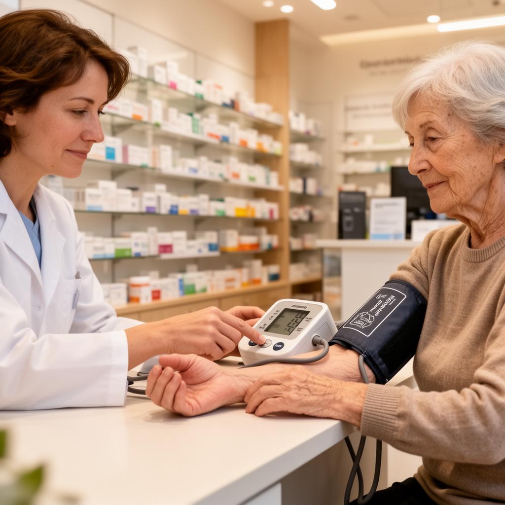 Farmacêutica aferindo pressão